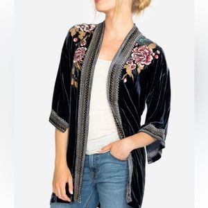 Johnny Was S Quito Velvet Peacock Embroidered Kimono